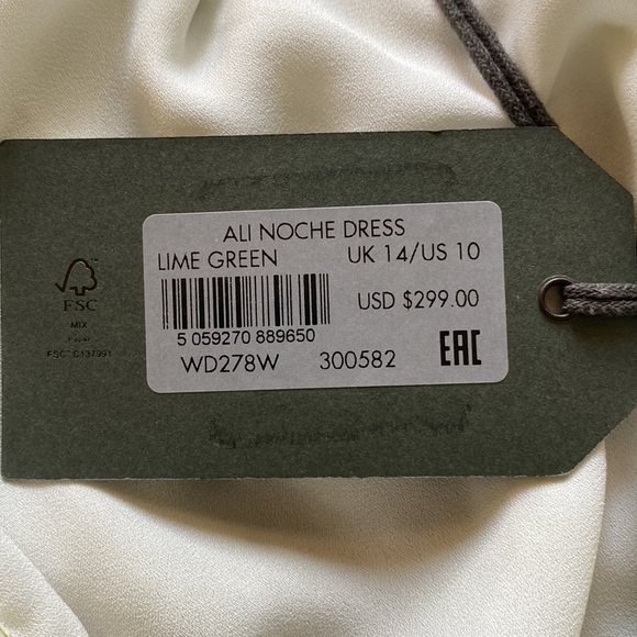 AllSaints Ali Noche Mini Dress in Lime Green - Size 10 - Picture 14 of 15